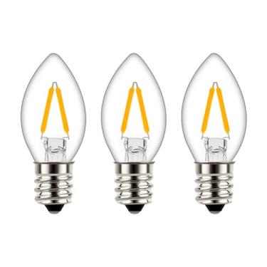 Imagem de Tsunetani C7 Edison 1,5 W equivalente a 15 watts incandescente LED filamento mini lâmpadas noturnas - base de candelabro E12 2700K branco quente para lâmpada de sal do Himalaia decoração de casa