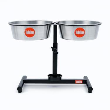 Imagem de Tubbline Comedouro | Bebedouro Elevado Duplo Ajustável 5 L – Tigelas em Alumínio, Suporte Aço Epóxi c/Base Antiformiga, Altura até 50 cm – Postura Saudável, Alimentação Higiênica Cães