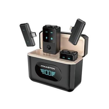 Imagem de H’MASTON Microfone Lapela Microfone Sem Fio Professional 4 em 1 com Conector Tipo-C e Lightning para Redução de Ruído Compatível com Android iPhone15 (MARROM)