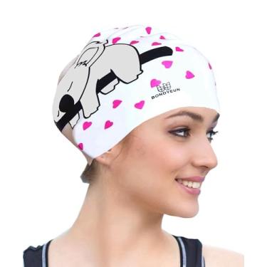 Imagem de Touca de natação para cabelos compridos, crianças, homens e mulheres, com cabelo curto ou médio, adorável touca de natação de silicone coala