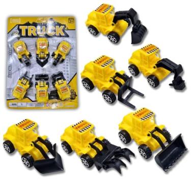 Imagem de Kit Carrinhos Caminhão Construção Miniatura Trator Escava fricção brinquedo educativo engenehiro