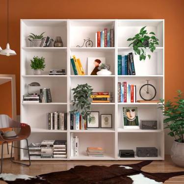 Imagem de Estante para Livros Multy 12 Prateleiras Branco - Panorama Móveis, Bra