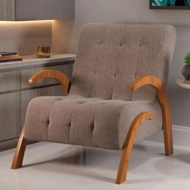 Imagem de Poltrona Cecilia Mel/Linho Kaki - Viero Móveis, Moderno, Bege