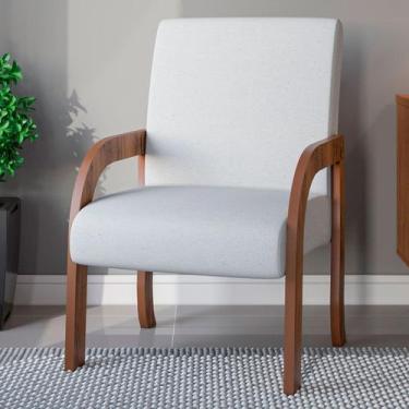 Imagem de Poltrona Veneza Seda/Linho Gelo - Viero Móveis, Cinza, Moderno