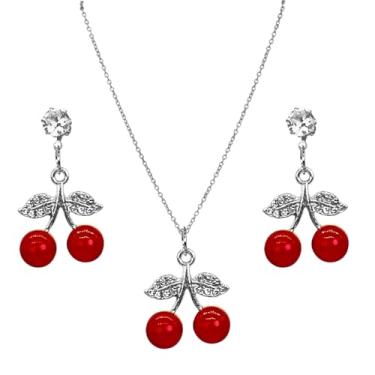 Imagem de QUSIJIA 2 a 6 pares de brincos de frutas com pingente de cereja vermelha esmaltado criativo para mulheres, trumpet, Acrílico, Sem pedra preciosa