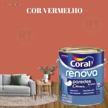 Imagem de Tinta Para Parede Acrílica Coral Renova Cor Vermelho 3,2l Lavável Prem