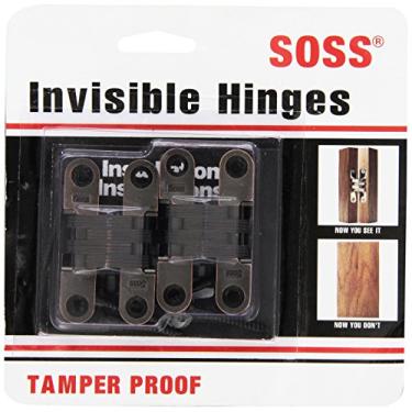 Imagem de SOSS Dobradiça invisível de zinco 204 com furos para aplicações em madeira ou metal, montagem de encaixe, acabamento exterior de bronze polido a óleo (pacote com 2)