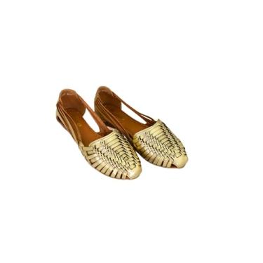 Imagem de Macarena Collection Sandálias femininas de couro para mulheres | Sandálias mexicanas feitas à mão Huarache | Sandálias femininas confortáveis e elegantes 2167, Dourado, 34