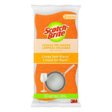 Imagem de Esponja Louças Delicadas Laranja Scotch-Brite 3un.