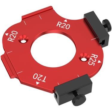 Imagem de Modelo de roteador de raio, modelo de roteamento de raio de canto, modelos de broca de roteador de gabarito rápido com clipe removível ferramenta auxiliar de corte de arco para roteamento de madeira