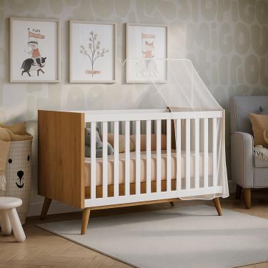 Imagem de Berço Americano Retrô Vira Mini Cama Com Grade Removível Freijo