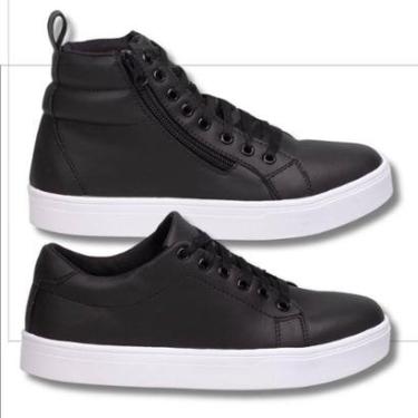 Imagem de Kit Tênis Feminino Preto + Tênis Feminino Cano Longo Preto Esltico Skate, Balada.-Feminino