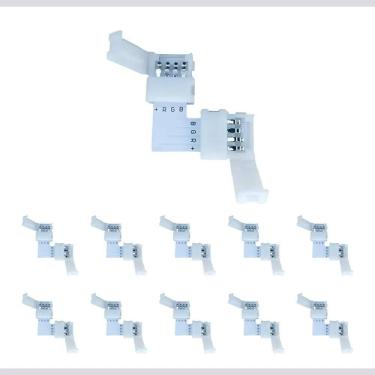 Imagem de 2X Kit 10 Conector L Emenda Rapida 10Mm 4 Vias P Fita Led Rg