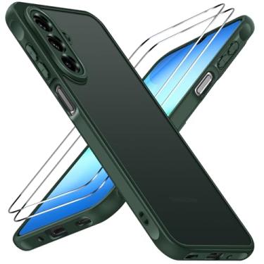 Imagem de ivoler Capa 3 em 1 para Samsung Galaxy A17 4G/5G com 2 protetores de tela de vidro temperado, [proteção de grau militar] Capa protetora de telefone fina fosca e traseira rígida [antiarranhões] - Verde