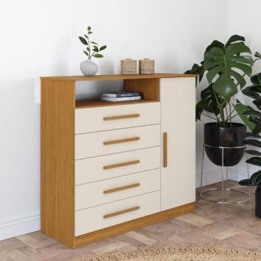 Imagem de Cômoda Guiana 100% MDF - Linhamobília, Cinamomo/off White