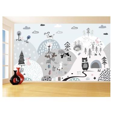 Imagem de Papel De Parede 3D Infantil Bichinos Floresta 3,5M Azs358