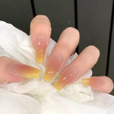 Imagem de Adesivo de unhas BJR Simple Pink and Yellow Gradient Long Ballet