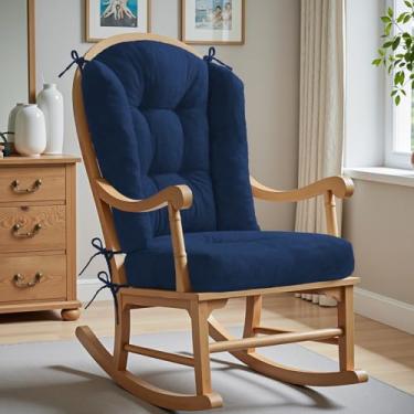 Imagem de Almofada para cadeira de balanço Wingback - Almofadas de cadeira Adirondack grandes, esponja de alta densidade, almofadas de balanço internas de chenille, conjuntos de 2 peças - almofada de assento e