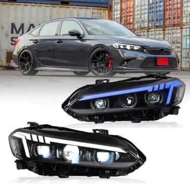 Imagem de T T-ABC Nova lâmpada frontal compatível com Honda Civic 2006-2026 8º 9º 10º 11º acessórios substituição personalizada (22-26 todos os acabamentos lentes H1C 3)