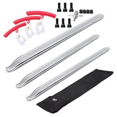 Imagem de Dr.Roc 5 x 39,4 cm 2,5 x 49,5 cm protetores de aro, 6 hastes de válvula TR413, conjunto de montagem e desmontagem de ferros de pneu para motocicleta Dirt Bike cortador de grama ATV UTV Ferramentas de