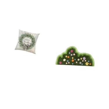 Imagem de Fenteer Capa de Almofada Festiva de Poliéster E Tapete Moderno Irregular para Decoração de Casa, Tapete Antiderrapante para Sala de Estar, Sofá, Escritório, S