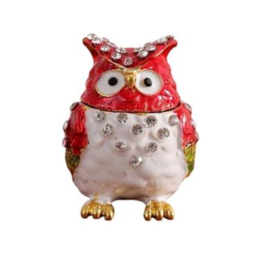 Imagem de oshhni Caixa de joias, porta-joias de, suporte exclusivo para colar e anel, organizador de joias de liga metálica, estatueta de para brincos, Vermelho