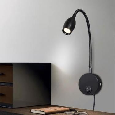 Imagem de GZZBMY Lâmpada de leitura Luzes de parede LED com interruptor e plugue Arandela moderna 360° Giratório Pescoço de ganso Iluminação de parede de alumínio para quarto hotel sala de estar escritório