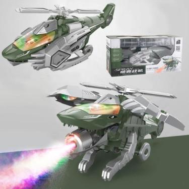 Imagem de Helicóptero de dinossauro transformador de LED Toy Ntddf, verde spray
