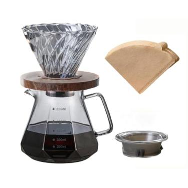 Imagem de BeeCa Conjunto de vidro defumado | Cervejeira multifuncional de 600 ml de 600 ml | Garrafa de borossilicato com alça e tampa | Inclui 50 filtros V60 | Essencial para escritório doméstico