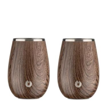 Imagem de SNOWFOX Copo de vinho branco clássico de aço inoxidável isolado a vácuo premium, conjunto com 2, vinho gelado fica frio, copo de coquetel leve sem haste, utensílios de bar elegantes para