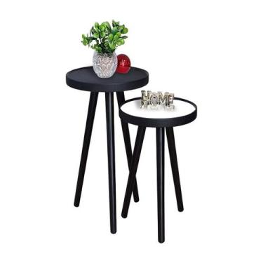 Imagem de Mesa Pé Palito Lateral Pequena Canto Apoio Sofá Redonda Decorativa Ret
