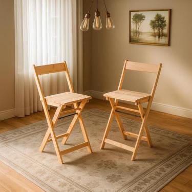 Imagem de Conjunto com 2 Banquetas Dobráveis para Bistro balcão Ismalu, Natural