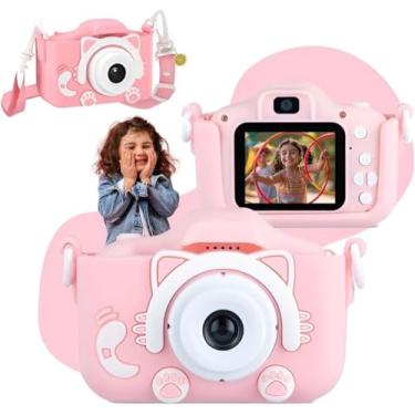 Imagem de Câmera Infantil Digital Rosa – Filmadora e Máquina Fotográfica para Crianças – Tela LCD, Jogos e Gravação de Vídeo HD – Presente Educativo e Divertido