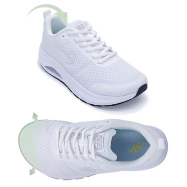 Imagem de M MGRNDL Tênis feminino de caminhada com bico largo com suporte de arco tênis ortopédico de largura larga para fascite plantar alívio da dor EUA 6-11, Branco, 6 Wide