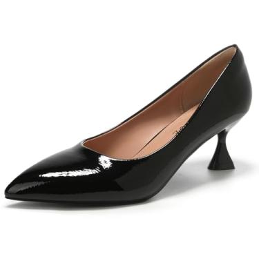 Imagem de EBYNUE Sapato social feminino gatinho, Poliuretano preto, 39