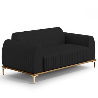 Imagem de Sofá 2 Lugares Molino 150 Cm Pés D'ouro Veludo Preto C-300