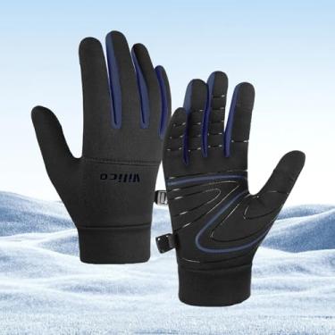 Imagem de Luvas térmicas de lã para meninos e meninas – Luvas de inverno leves antiderrapantes com função de tela sensível ao toque para atividades ao ar livre, Azul marinho, XG