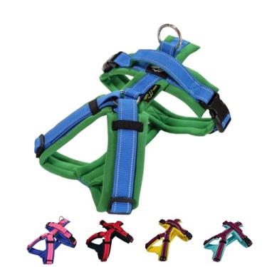 Imagem de 【Hakusan】 Arnês zero, peitoral para cães, acolchoado, ajustável, design sem puxão, segurança, marca japonesa, cachorro grande, (verde × turquesa, G)