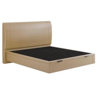 Imagem de Cama Queen Baú Flutuante Com Cabeceira 160cm Spazio S04 Couríssimo Bege - Lyam Decor
