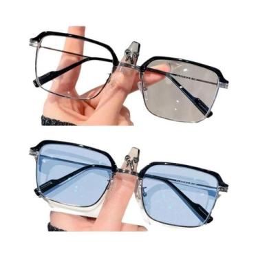Imagem de Óculos De Sol Vintage Unissex Fotochromic Quadrados Anti Luz Azul Ócul