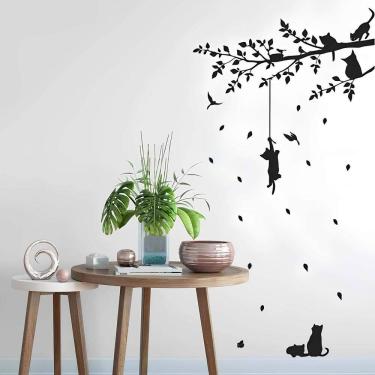 Imagem de Adesivo De Parede Arvore E Gato