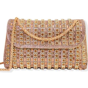 Imagem de YAPAIOU Bolsa clutch feminina de strass para noite, bolsa brilhante para formatura, festa de casamento, Dourado