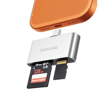 Imagem de DOCKCASE Leitor de cartão SD, leitor de cartão de memória USB C 2 em 1 para câmera digital, visualizador de cartão SD com compartimento duplo para cartões SDXC, SDHC, SD, MMC, RS-MMC, Micro SDXC