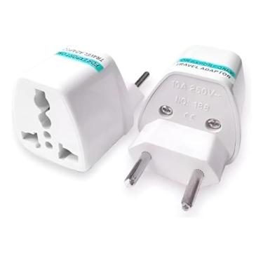 Imagem de Adaptador Universal de Tomada, Kit com 2 Unidades, Compatível com Brasil, Reino Unido, EUA e Europa, 10A, 250V Bivolt, para Viagens e Eletrônicos