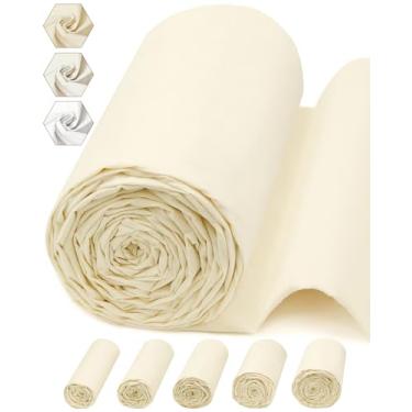 Imagem de FIVEIZERO Tecido de musselina 100% algodão por jarda, 150 x 10 metros, material de algodão natural cru – Tecido chita bege de peso médio para costura, acolchoamento, bordado, artesanato e projetos de