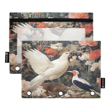 Imagem de Wassud Pastas de fichário brancas e flores, pacote com 2, pastas de bolso com 3 furos, organizador de fichários para casa, escritório