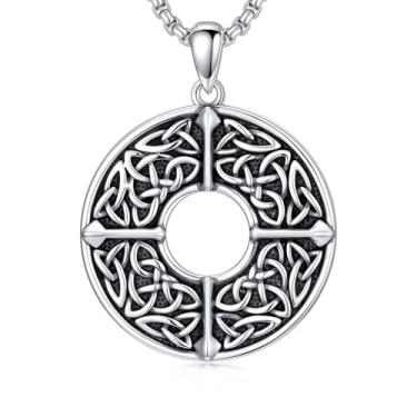 Imagem de Lattd Colar triquetra celta prata esterlina 925 pingente nó da trindade joia de nó celta, com corrente de aço inoxidável 56 cm + 5 cm