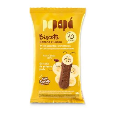 Imagem de Papapá, Biscoito infantil, Biscotti, Sabor Banana & Cacau, 60g, Amarelo