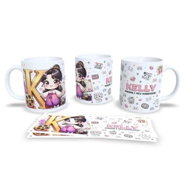 Imagem de Caneca Personalizada Amanda, Design Dorama, Anime Kawaii, Cerâmica Branca, com Ilustração de Personagem (K)