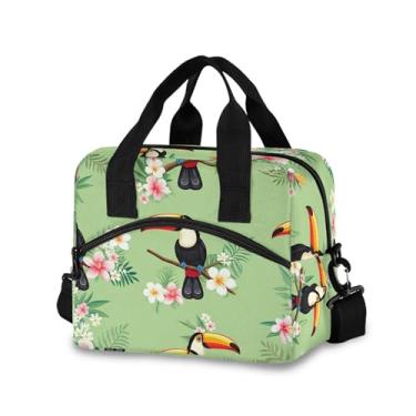 Imagem de Burbuja Lancheira térmica Tucans sentada em galhos para mulheres e homens, lancheira portátil com alça de ombro removível, lancheira para viagem, piquenique, escritório, trabalho